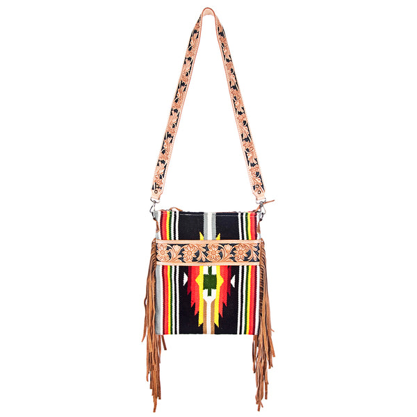 ADBG298 American Darling Hand Tooled Leather Saddle Blanket Crossbody