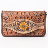 ADBG1190 American Darling Western Leather Wallet Bag Crocodile Embossed Hand Tooled