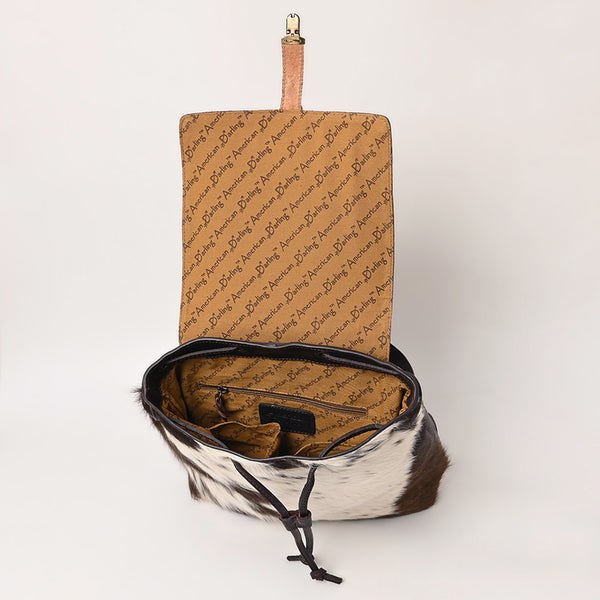 LC-ADBGZ102 Cowhide Backpack with Floral Tooled Leather Flap - Western Chic