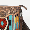 ADBG236 American Darling Woven Saddle Blanket Tooled Leather Fringe Crossbody