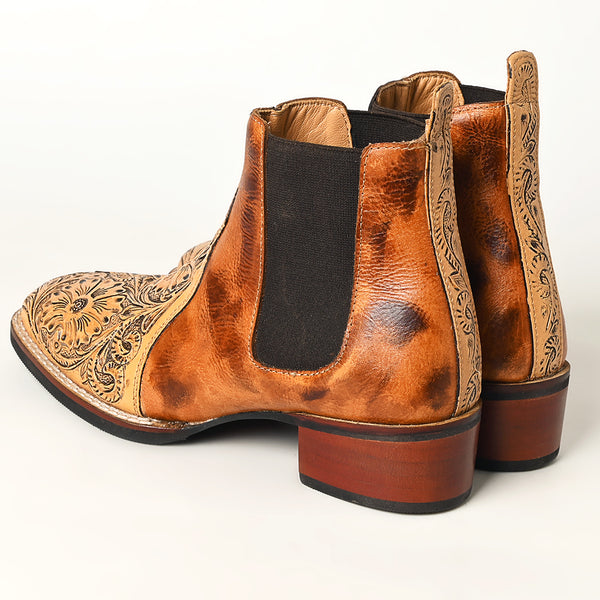 LC-ADFT169-9 Hand Tooled Genuine Western Leather Riding Ankle Boot