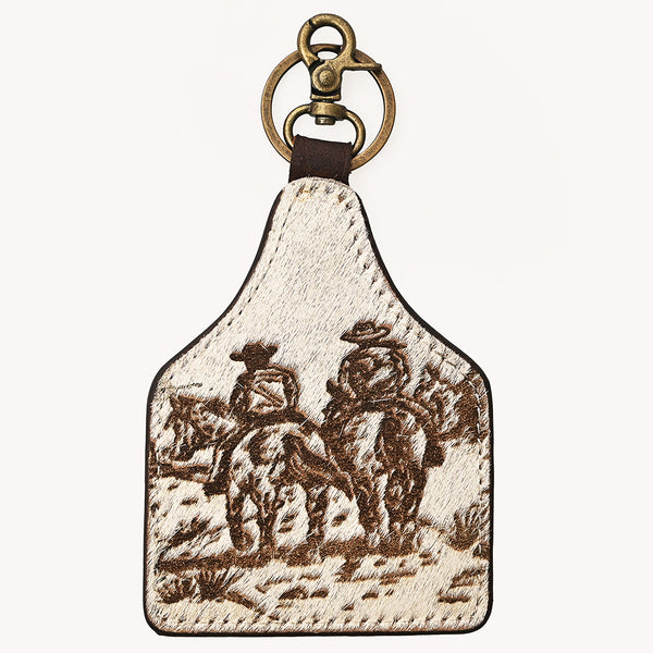 ADKRM141 American Darling Cowhide Key Ring Western Cowboys Design Hair-on Leather Tag