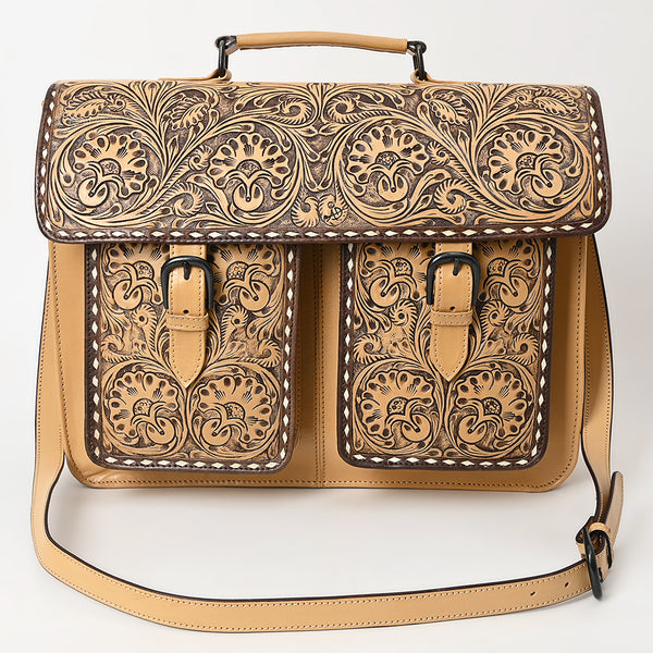 ADBGZ824 Hand-Tooled Leather Western Bag Double Pocket Briefcase Style