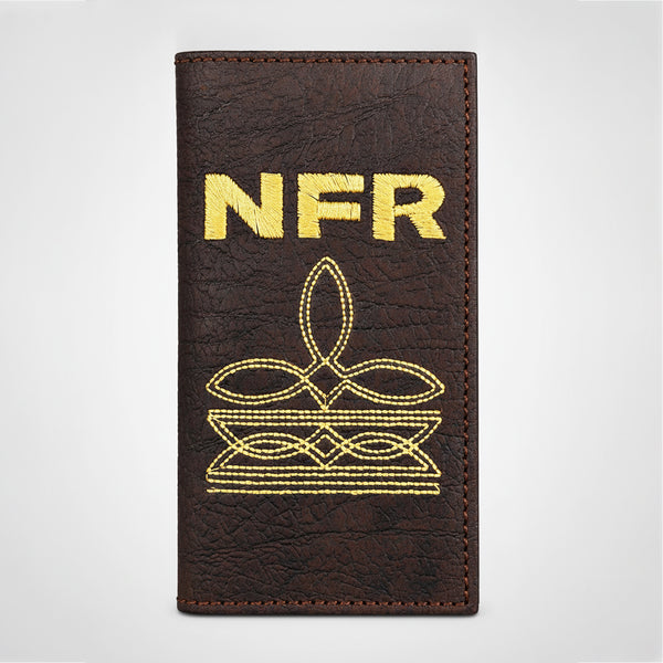 Official PRCA & NFR Licensed Collection®️ Embroidered Dark Brown Leather Rodeo Wallet