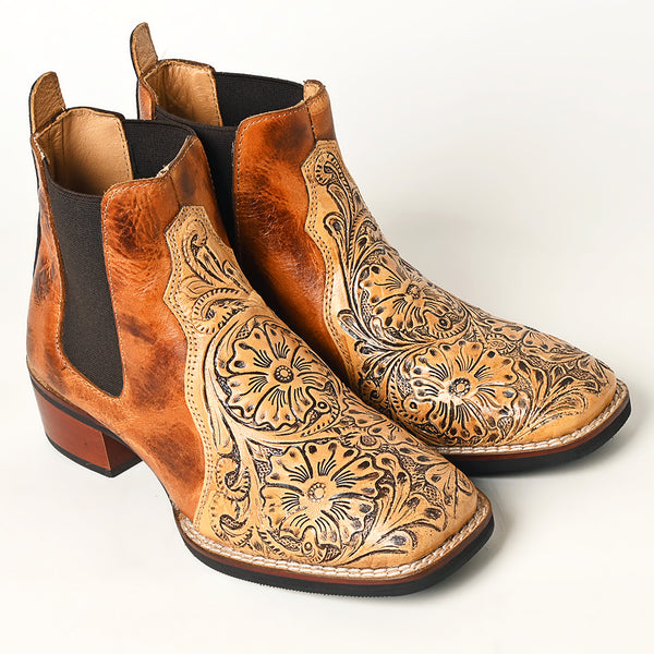 LC-ADFT169-9 Hand Tooled Genuine Western Leather Riding Ankle Boot
