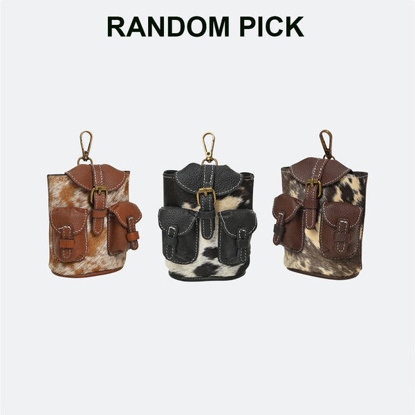 ADCHA122 American Darling Genuine Hair-On Hide Mini Backpack Keychain Pouch