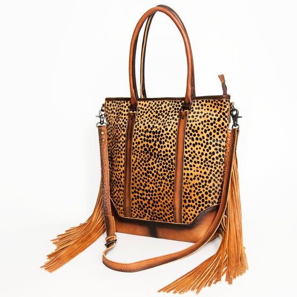ADBG1030 American Darling Hair-On Cowhide Tote Bag with Fringes Western Leather
