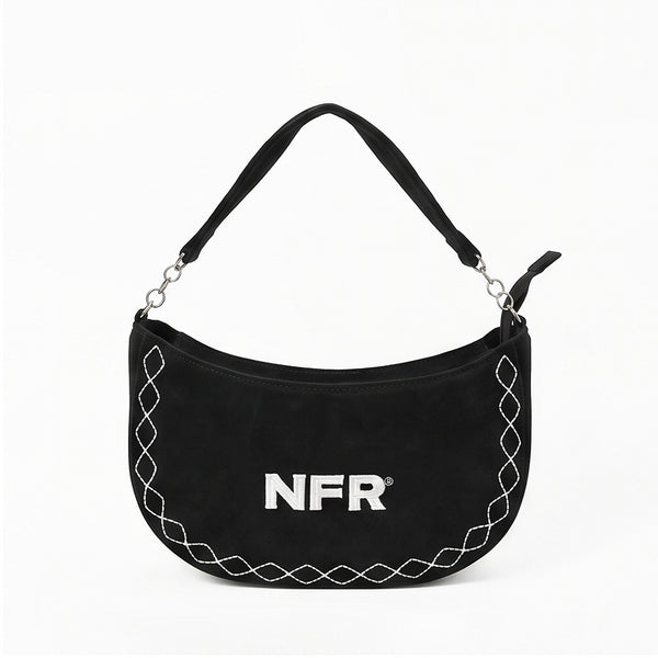 Official PRCA & NFR Licensed Collection® Premium Suede White Embroidered Western Shoulder Bag