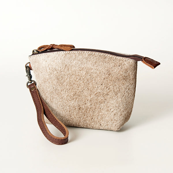 ADBG443 Genuine Hair on Hide Compact Coin Purse with Secure Top Zip Closure
