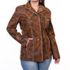 LC-ADJKTLTR01 Women's Distressed Brown Leather Western Blazer Jacket with Whipstitch Detailing
