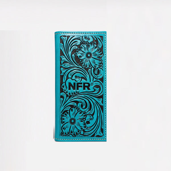 Official PRCA & NFR Licensed Collection®️ Classic Western Turquoise Tooled Rodeo Wallet