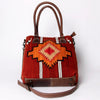 ADBG1003 American Darling Handwoven Saddle Blanket Western Tote Bag Genuine Leather Straps