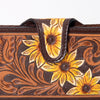 ADBG1069 American Darling Hand-Tooled Leather Floral Wallet Western Sunflower Design Genuine Leather