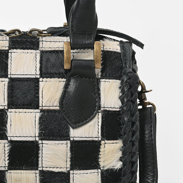 ADBGM1097 Checkered Hair On Hide & Leather Speedy Bag - American Darling