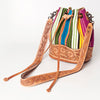 ADBG569 American Darling Hand Tooled Floral Leather & Woven Saddle Blanket Western Bucket Bag