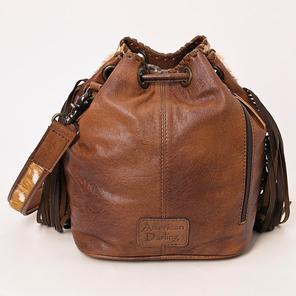 ADBG1272 American Darling Hair-On Cowhide Bucket Bag -Western Fringe Purse