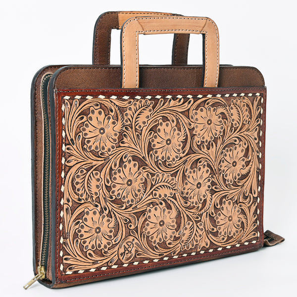 ADBG1194 American Darling Western Hand Tooled Leather Briefcase Bag Genuine Leather
