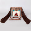 ADBG236 American Darling Woven Saddle Blanket Tooled Leather Fringe Crossbody