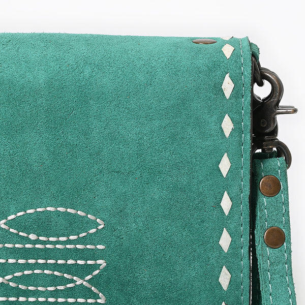 ADBG1717 American Darling Genuine Suede Organizer Bag | Western Boot Stitched Clutch