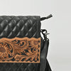 ADBGZ1014 American Darling Hand Tooled Quilted Leather Western Fringe Crossbody Purse