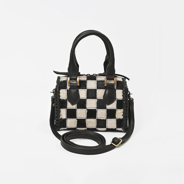 ADBGM1097 Checkered Hair On Hide & Leather Speedy Bag - American Darling