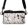 LC-ADBGS142 Hair-On Leather Crossbody Pouch with Zip Closure and Adjustable Strap
