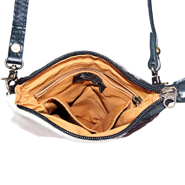 LC-ADBGS153BKW Black & White Hair-On Hide Chaps Bag - Genuine Leather Western Purse