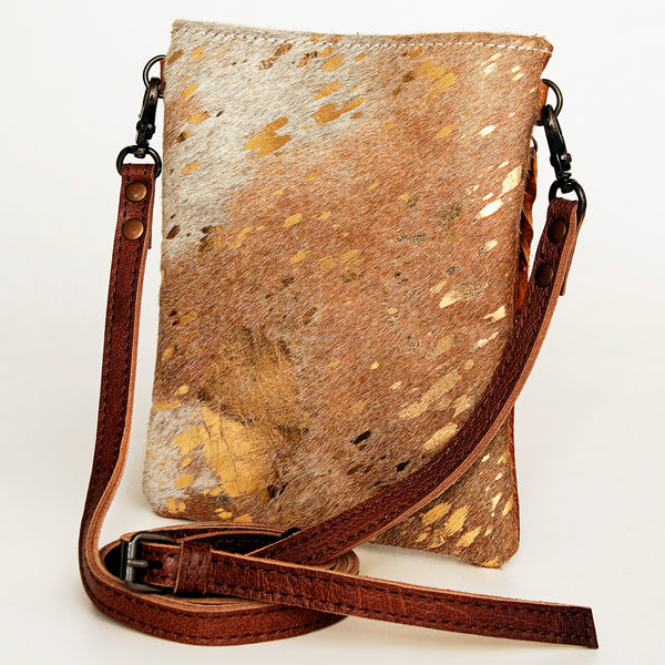 LC-ADBGS153ACGO Gold Speckled Hair-On Hide Chaps Bag - Western Leather Accent