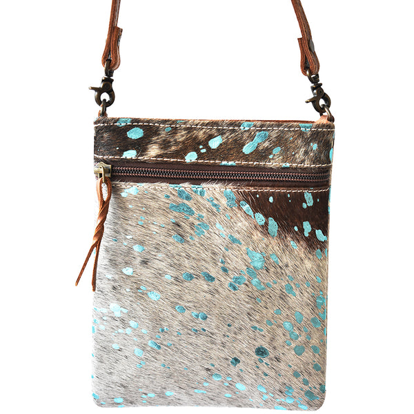 LC-ADBGS153ACTRQ Turquoise Splash Hair-On Hide Chaps Bag - Genuine Leather Western Purse