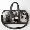 LC-ADBGS174BKW Black & White Cowhide Leather Duffle Bag - Western Travel Weekender