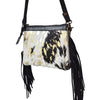 LC-ADBGS142 Hair-On Cowhide Crossbody - Western Fringe Leather Purse