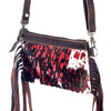 LC-ADBGS142 Hair-On Cowhide Crossbody - Western Fringe Leather Purse