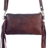 LC-ADBGS142 Hair-On Cowhide Crossbody - Western Fringe Leather Purse