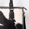 ADBGS118 Western Cowhide Tote -Hair-On Leather Bag with Braided Whipstitch & Strap