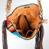 ADBG213 American Darling Large Cross body Bag - Hand Tooled Floral Leather & Woven Saddle Blanket