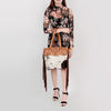 LC-ADBGS144BRW Tooled Leather & Cowhide Messenger - Western Fringe Bag with Floral Carving