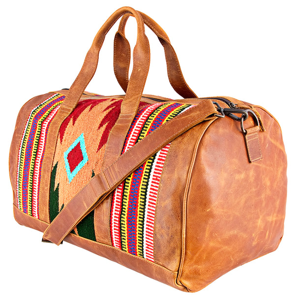 ADBG254 American Darling Duffel Bag - Handcrafted Saddle Blanket & Full Grain Leather Travel Bag
