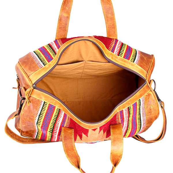 ADBG254 American Darling Duffel Bag - Handcrafted Saddle Blanket & Full Grain Leather Travel Bag