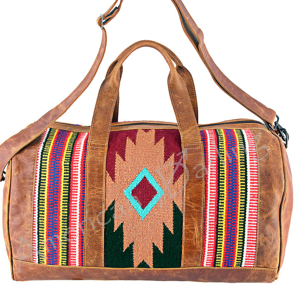 ADBG254 American Darling Duffel Bag - Handcrafted Saddle Blanket & Full Grain Leather Travel Bag