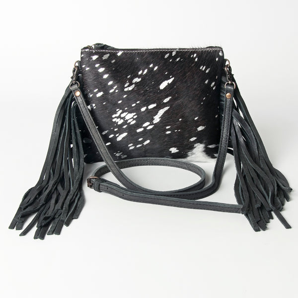 ADBG109 American Darling Hair-On Cowhide Leather Western Small Crossbody Bag with Fringes