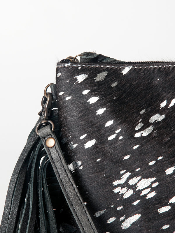 ADBG109 American Darling Hair-On Cowhide Leather Western Small Crossbody Bag with Fringes