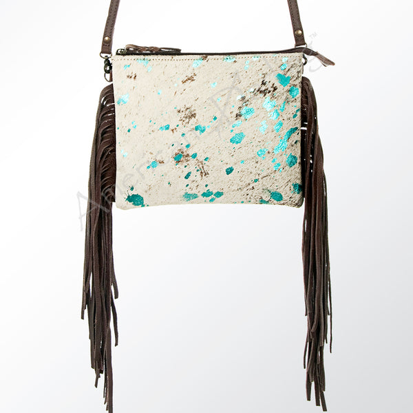 ADBG109 American Darling Hair-On Cowhide Leather Western Small Crossbody Bag with Fringes