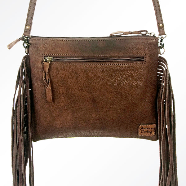 ADBG109 American Darling Hair-On Cowhide Leather Western Small Crossbody Bag with Fringes