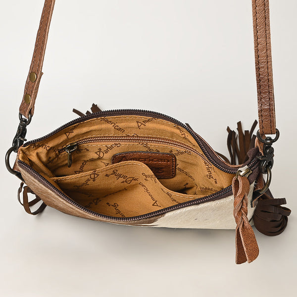ADBG109 American Darling Hair-On Cowhide Western Crossbody Bag with Leather Fringe Detail