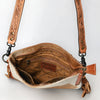 ADBGS192 Natural Cowhide Large Crossbody Bag with Fringe - Tooled Strap Western Purse