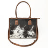 ADBGS118 Western Cowhide Tote -Hair-On Leather Bag with Braided Whipstitch & Strap