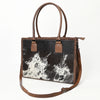ADBGS118 Western Cowhide Tote -Hair-On Leather Bag with Braided Whipstitch & Strap