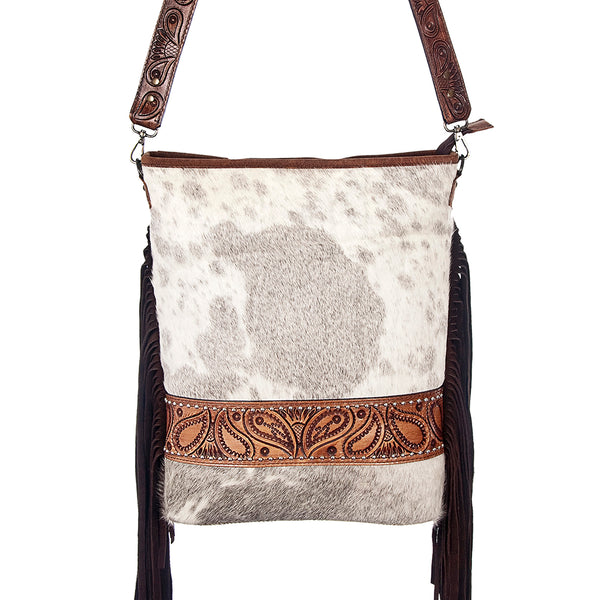 ADBG317 American Darling Hair-on Cowhide & Hand Tooled Leather Large Cross body Bag