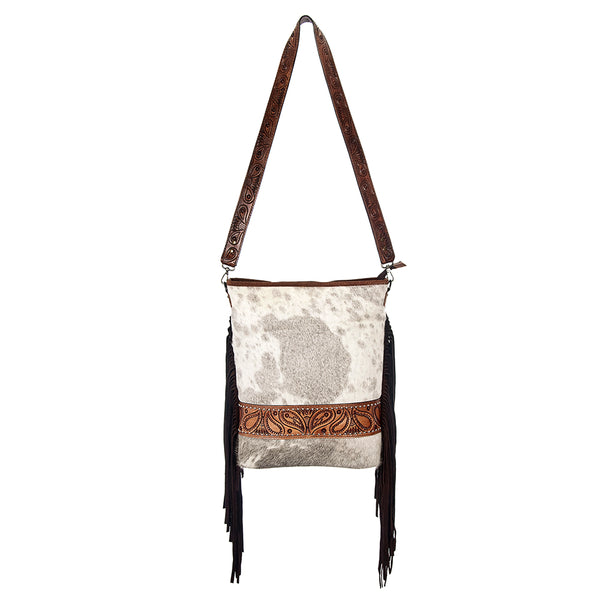 ADBG317 American Darling Hair-on Cowhide & Hand Tooled Leather Large Cross body Bag