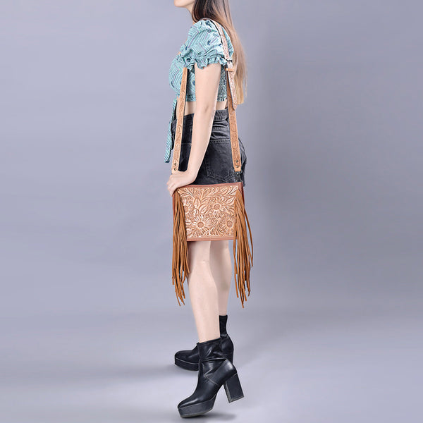 ADBG325 American Darling Hand Tooled Leather Messenger Bag